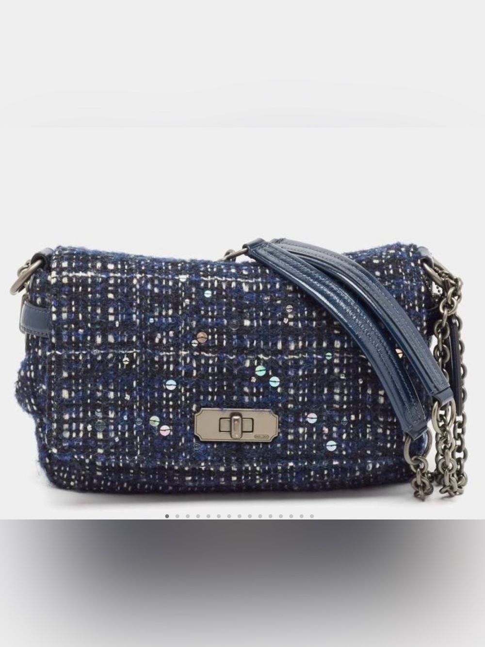 Coach vintage Navy Tweed Shoulder Bag with Metallic Accents